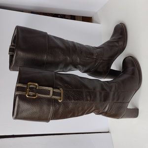 Missoni Sport,  brown pebble leather  square hill boots 37.